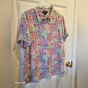 Rachel Zoe Floral Button Down Blouse XL